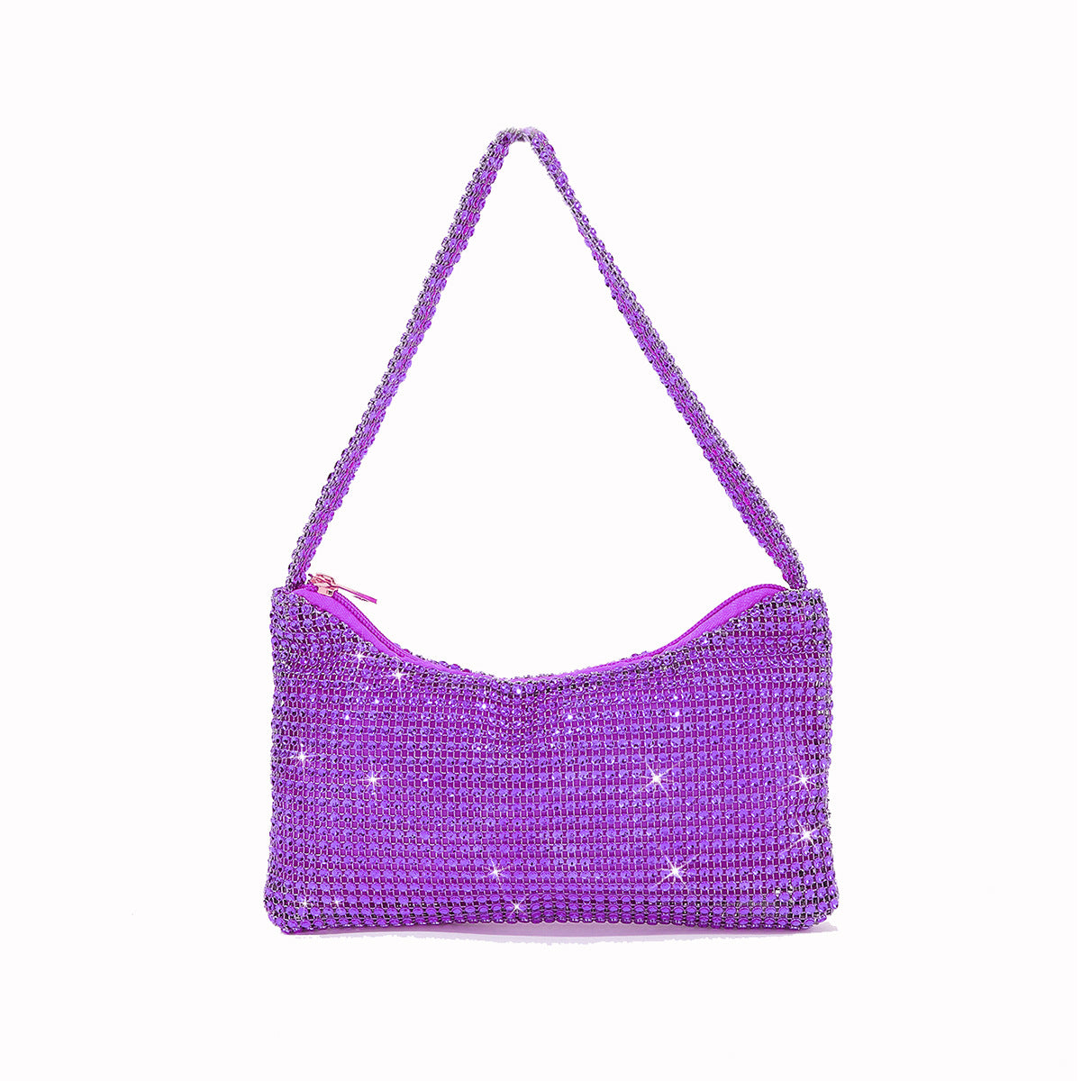 Mira mini crystal mesh bag in purple