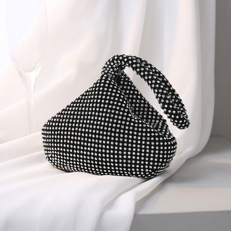 Aurora crystal evening clutch in black
