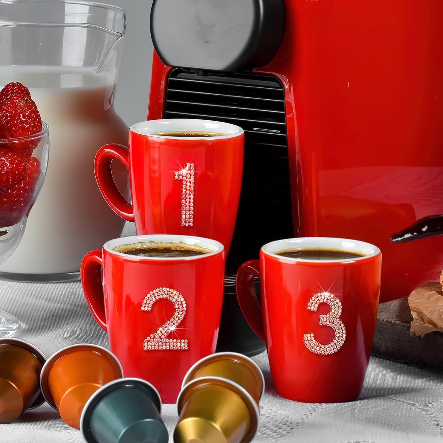 40Pcs Rhinestone Number Stickers 0-9 - Crystal AB (1.57")