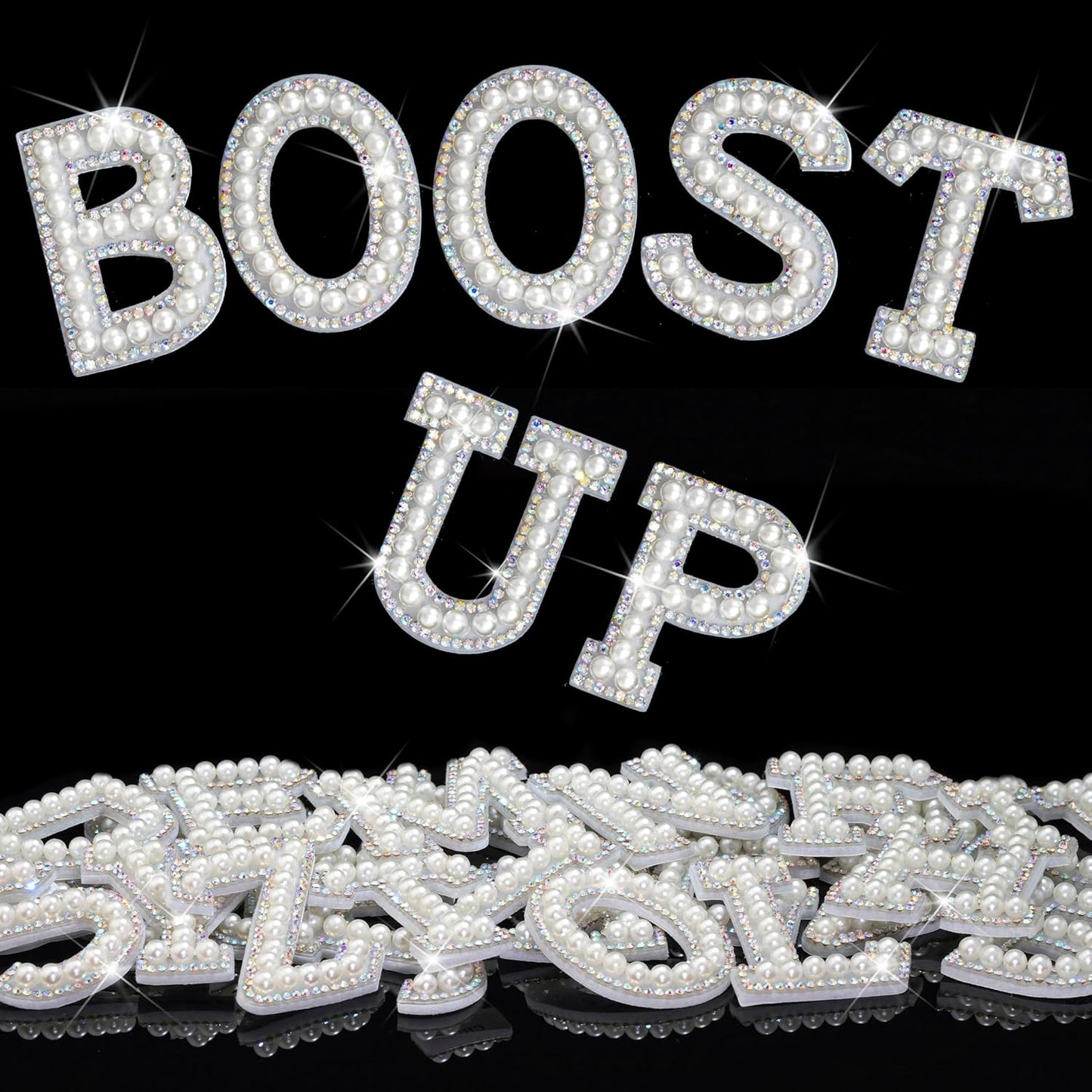 34Pcs Rhinestone Letter Stickers A-Z - Pearl Crystal AB (1.81")