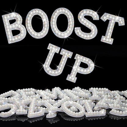 34Pcs Rhinestone Letter Stickers A-Z - Pearl Crystal AB (1.81")