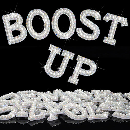 34Pcs Rhinestone Letter Stickers A-Z - Pearl Crystal AB (1.81")