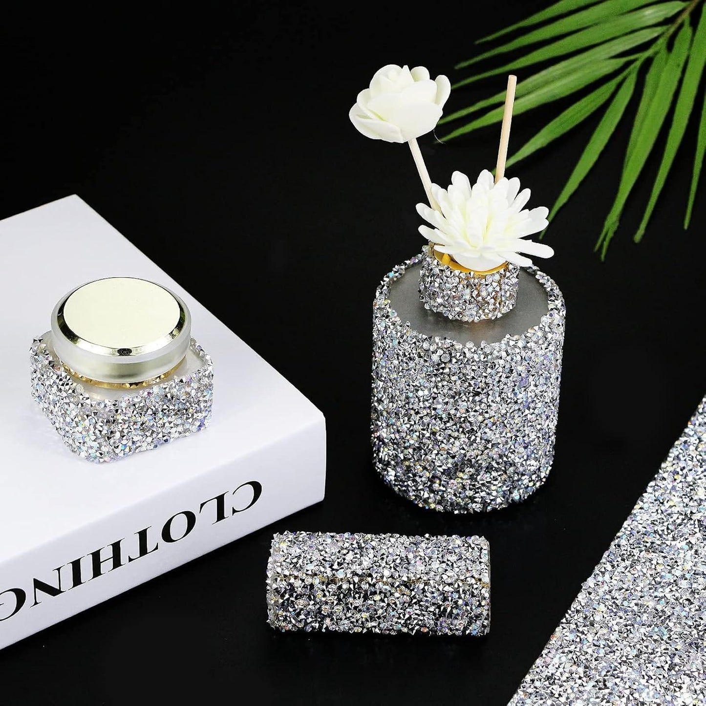 Crystal Rhinestone Ribbon Wrap Roll - Silver AB (1.18" x 3yard)