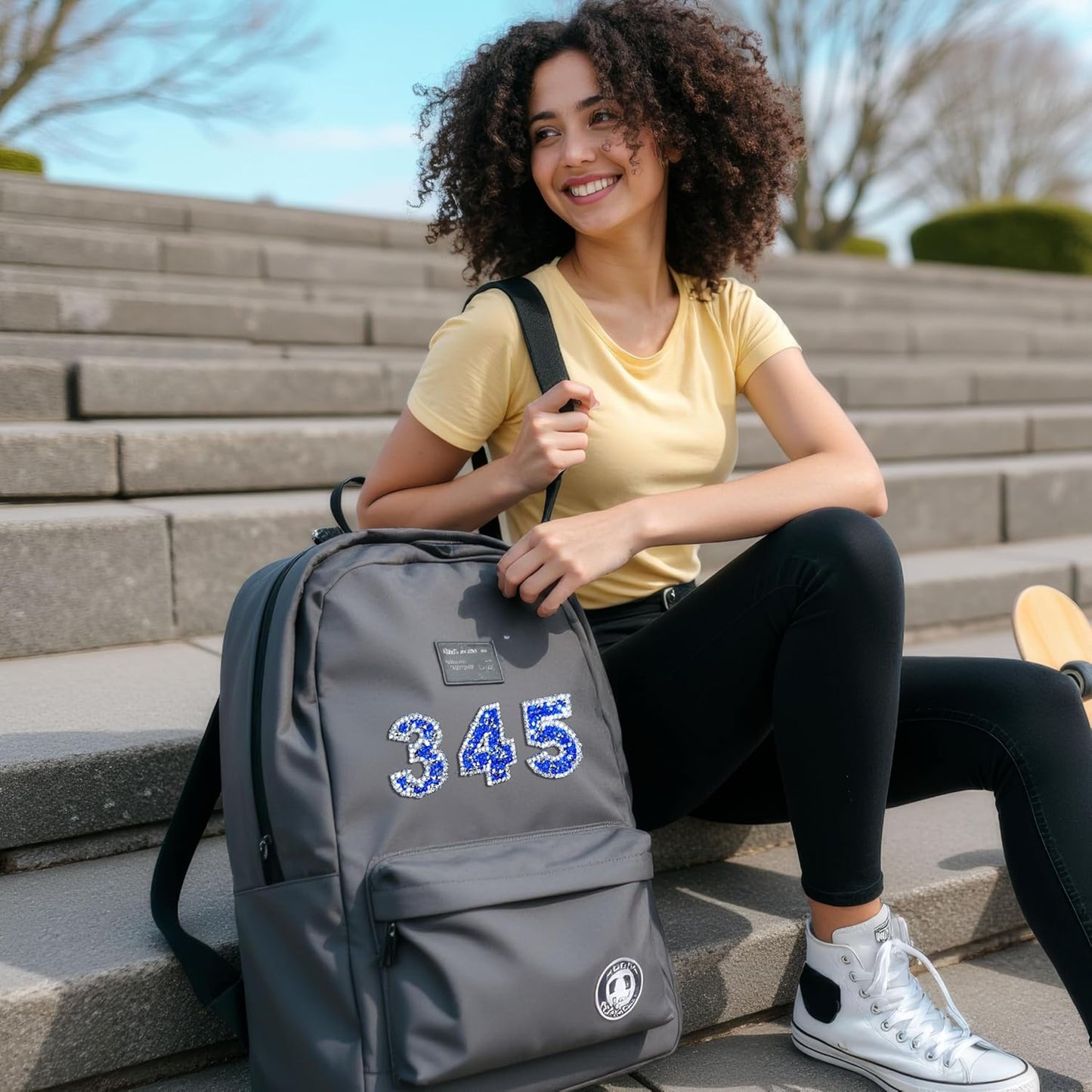 60Pcs Rhinestone Number Stickers 0-9 - Blue+White (1.73")