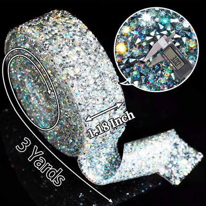 Crystal Rhinestone Ribbon Wrap Roll - Silver AB (1.18" x 3yard)