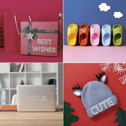 34Pcs Rhinestone Letter Stickers A-Z - White/Silver