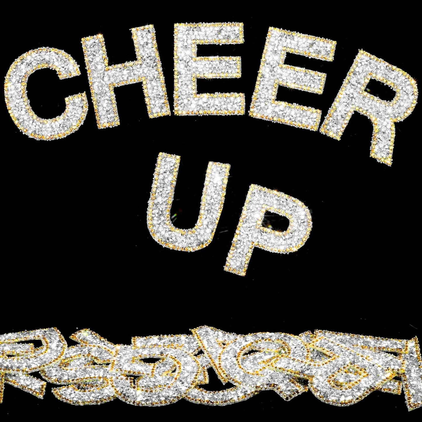 34Pcs Rhinestone Letter Stickers A-Z - Silver+Gold (2.24")