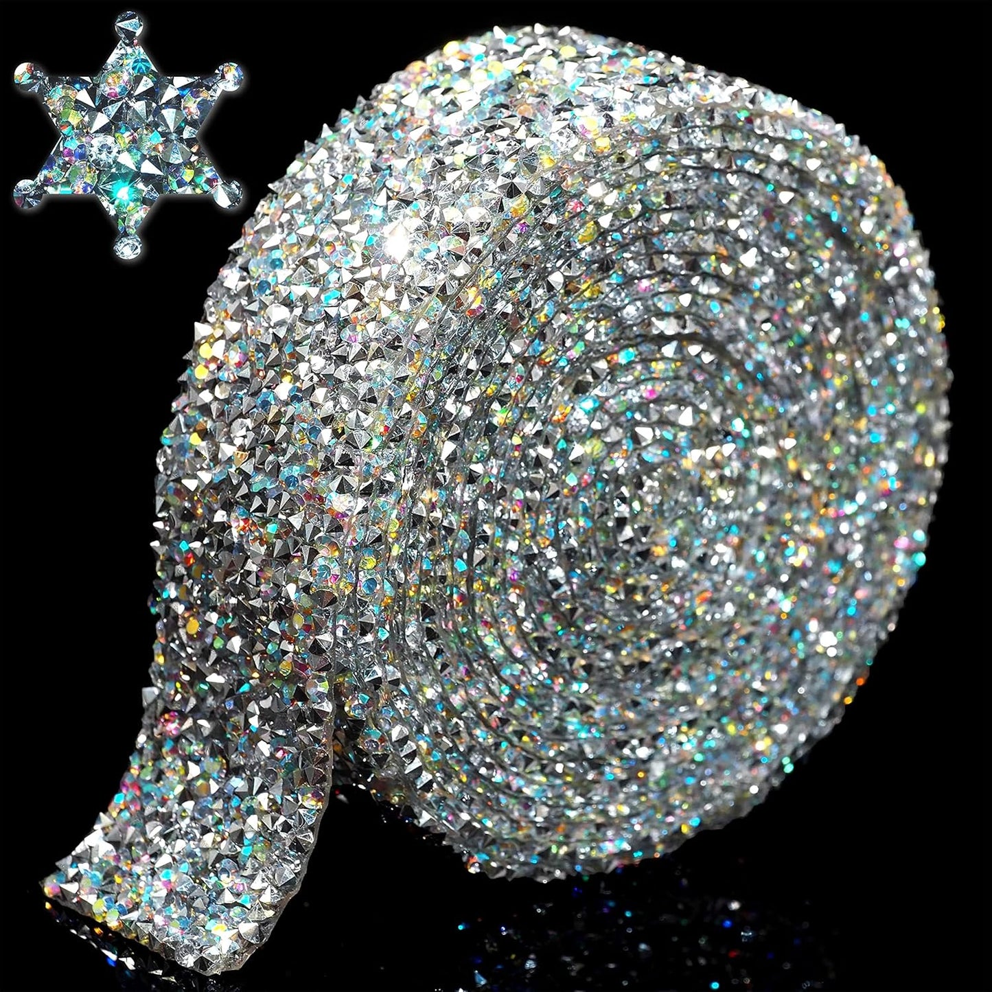 Crystal Rhinestone Ribbon Wrap Roll - Silver AB (1.18" x 3yard)