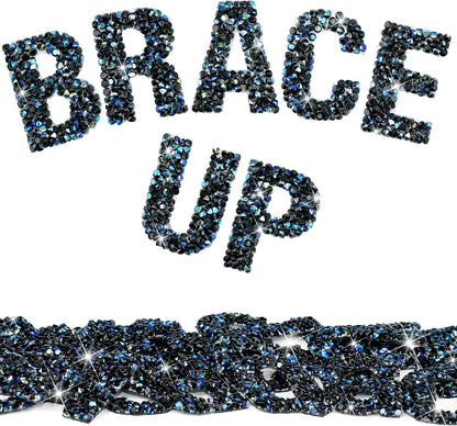 34Pcs Resin Rhinestone Letter Stickers A-Z - Black AB (1.57")