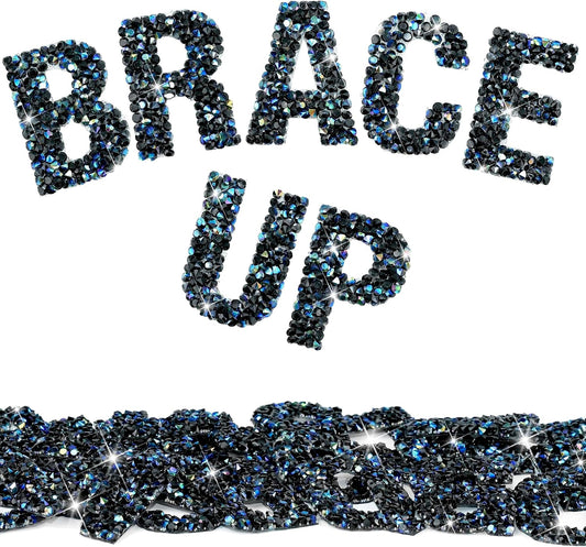 34Pcs Resin Rhinestone Letter Stickers A-Z - Black AB (1.57")