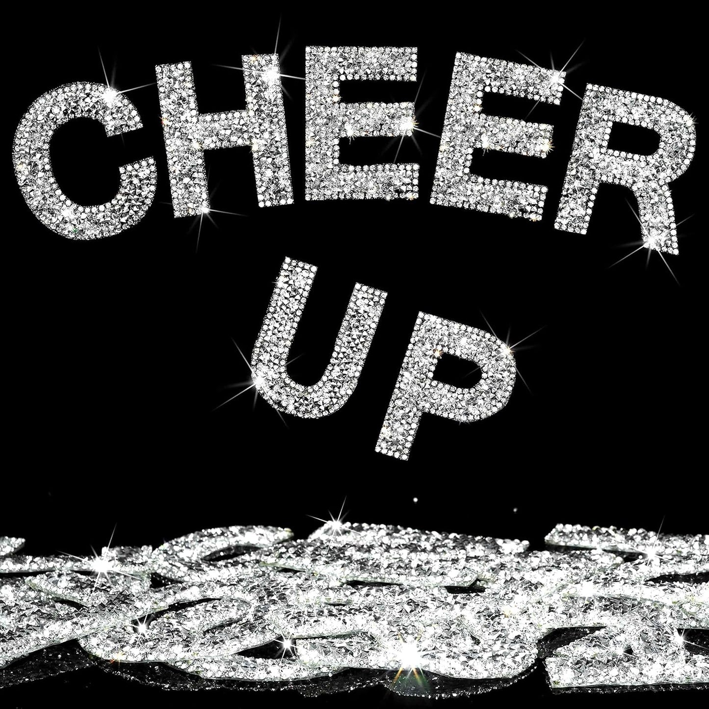 34Pcs Rhinestone Letter Stickers A-Z - Silver+White (2.24")