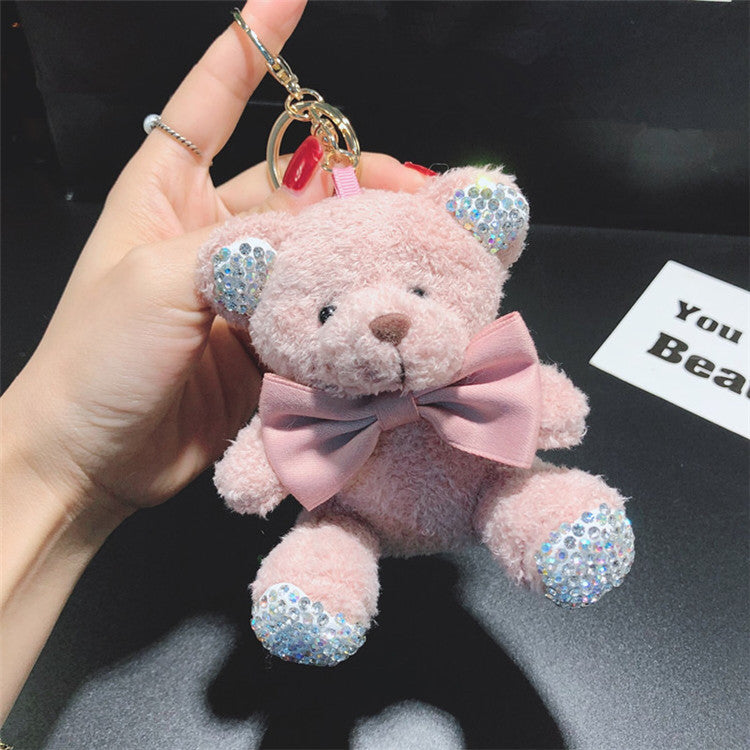 Bonbon crystal teddy bear charm pink
