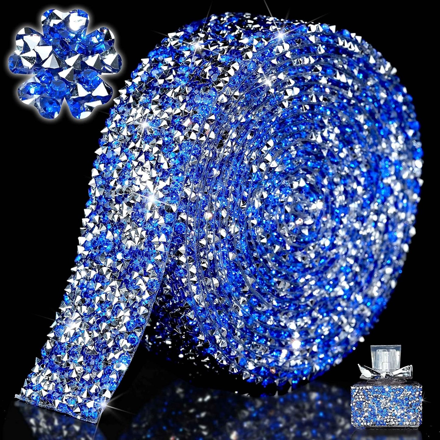 Crystal Rhinestone Ribbon Wrap Roll - Silver Blue (1.18" x 3yard)