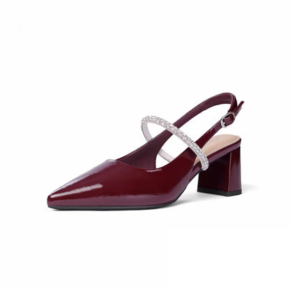 Étoile crystal Mary Jane heels in hunter red