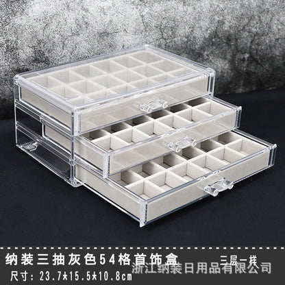 Trésor crystal jewelry box grey