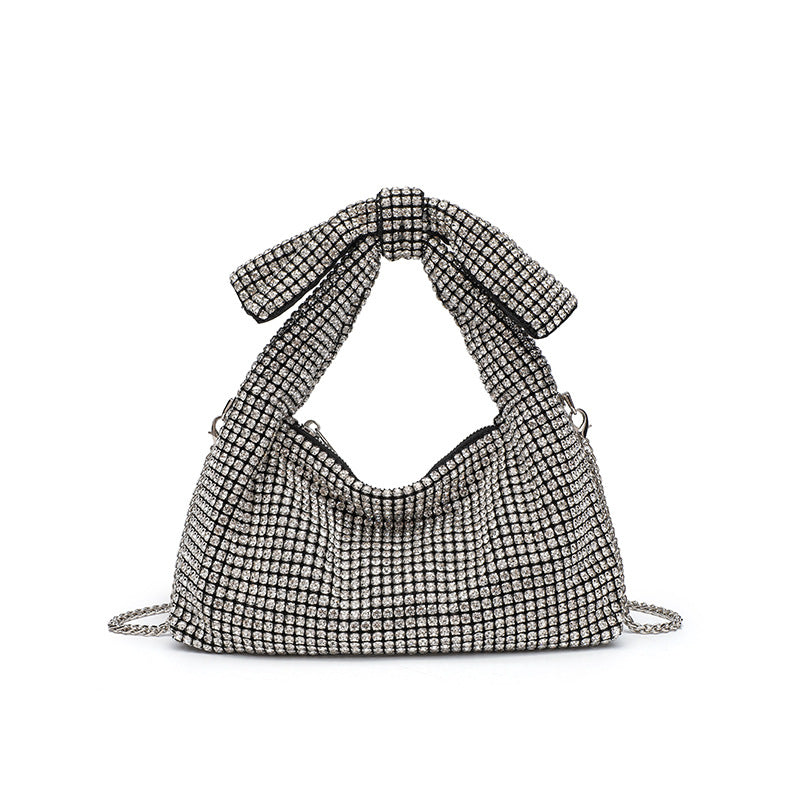 Papillon crystal bow bag in silver