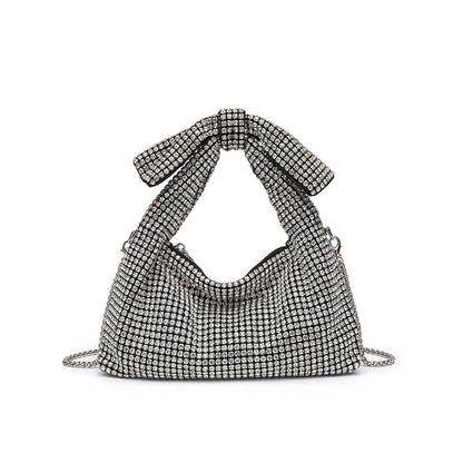 Papillon crystal bow bag in silver