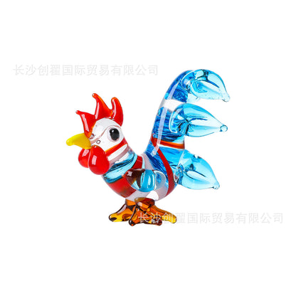 Plume crystal glass bird lake blue