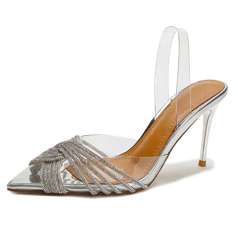 Clear crystal sandal, 9cm heel