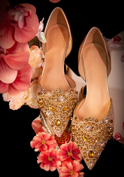 Aria bridal heel in gold sequin