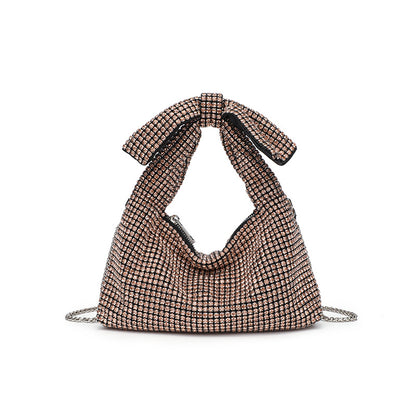 Papillon crystal bow bag in champagne