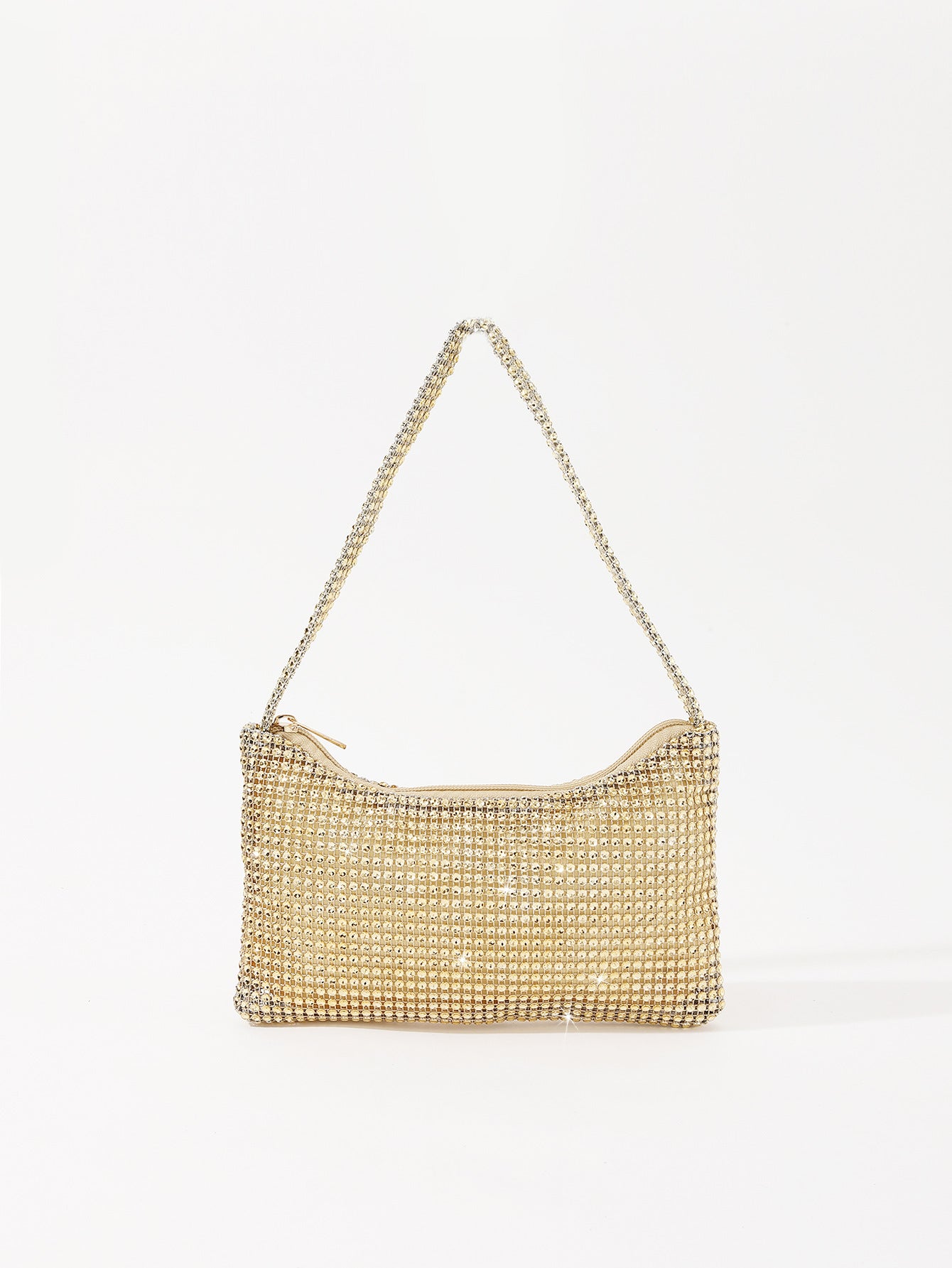 Mira mini crystal mesh bag in gold