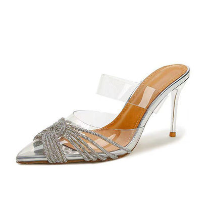 Clear crystal mule, 9cm heel