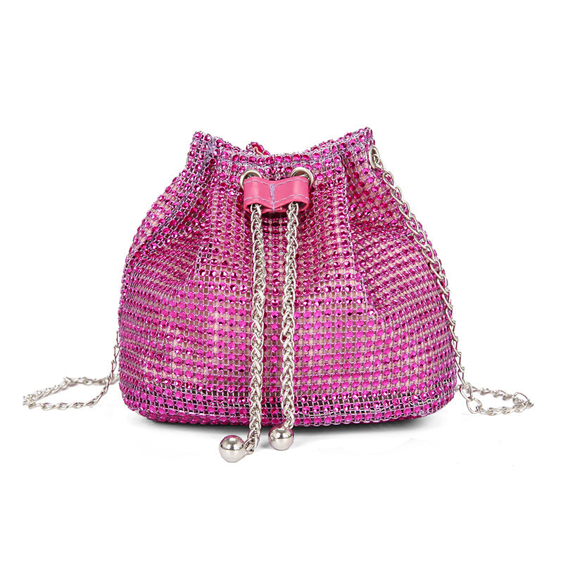 Celeste crystal bucket bag in pink