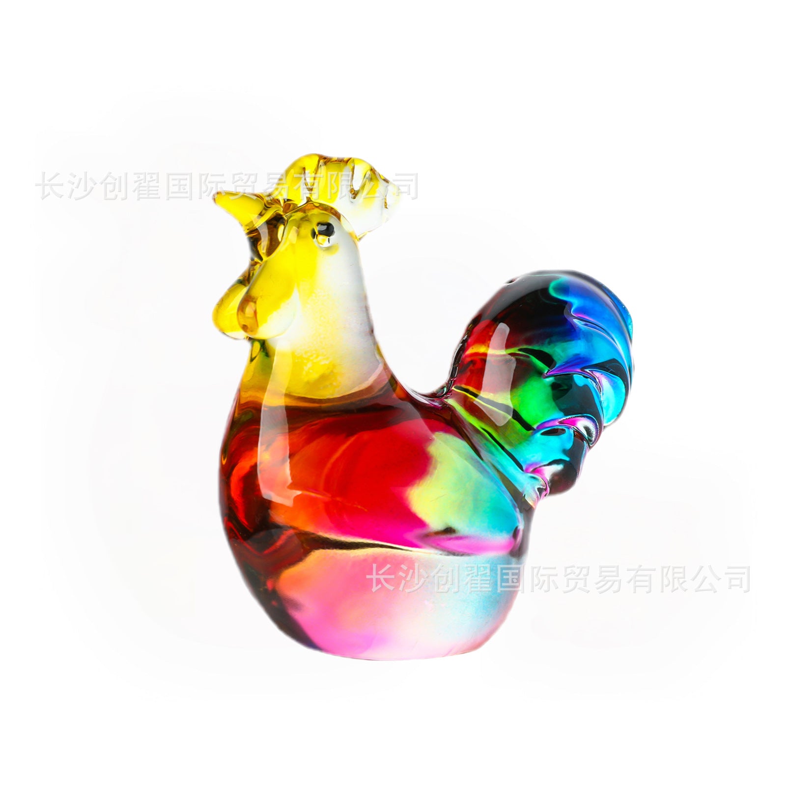 Plume crystal glass bird multicolor