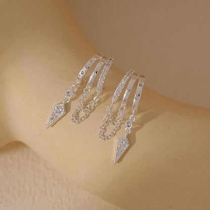 Faye crystal tassel earrings silver chain