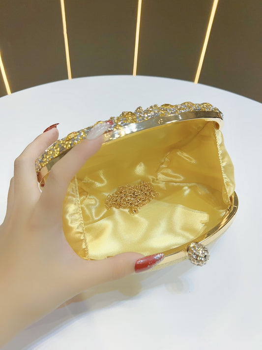 Soleil full-rhinestone sunflower evening bag, detail