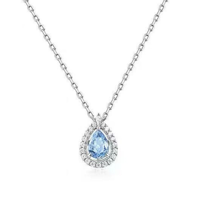 Océane crystal teardrop necklace ocean blue