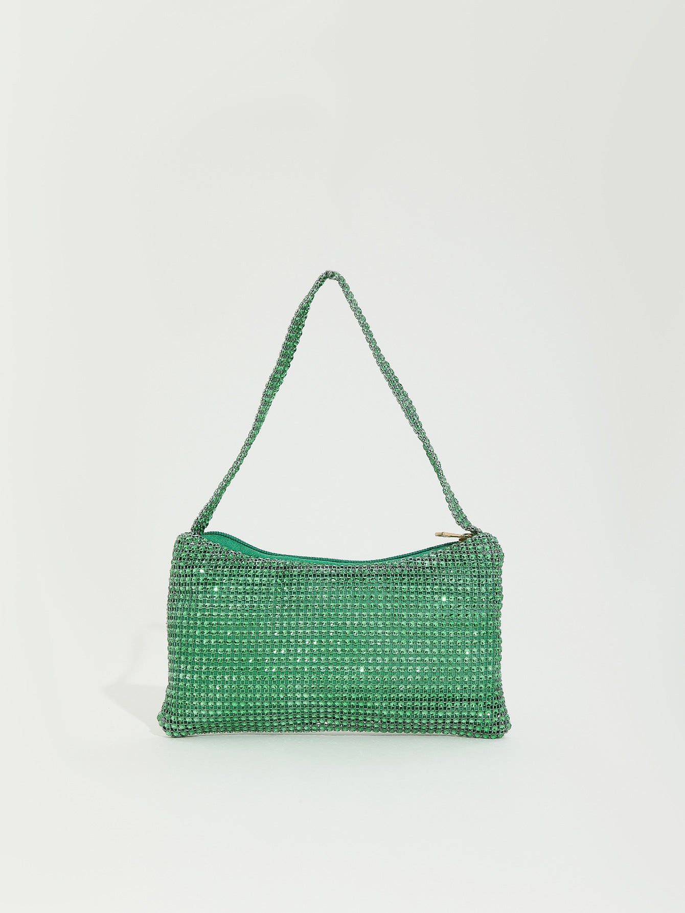Mira mini crystal mesh bag in green