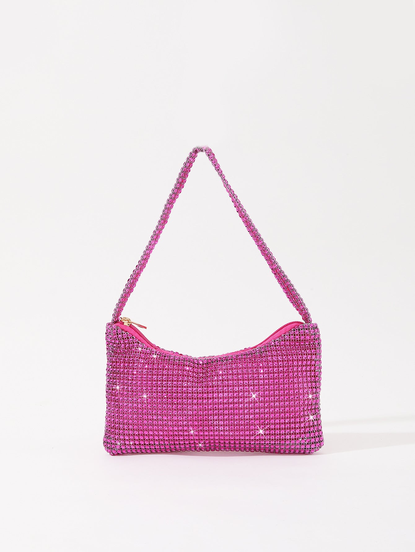 Mira mini crystal mesh bag in hot pink