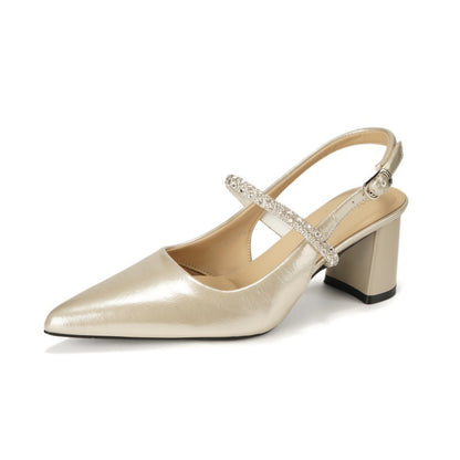 Etoile crystal Mary Jane heels in champagne