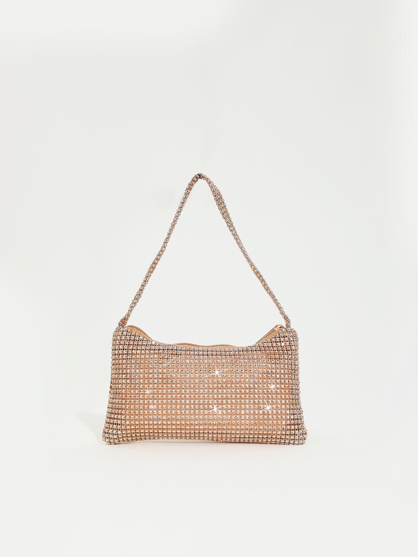 Mira mini crystal mesh bag in champagne