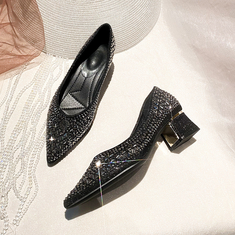 Margaux crystal heeled pump in black