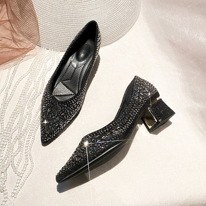 Margaux crystal heeled pump in black