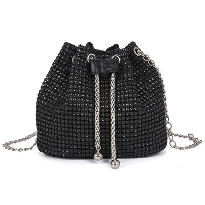 Celeste crystal bucket bag in black