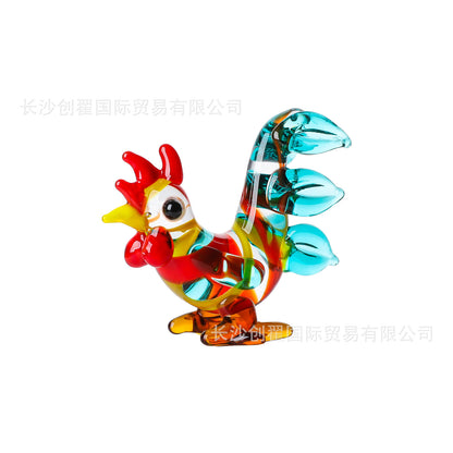 Plume crystal glass bird peacock green