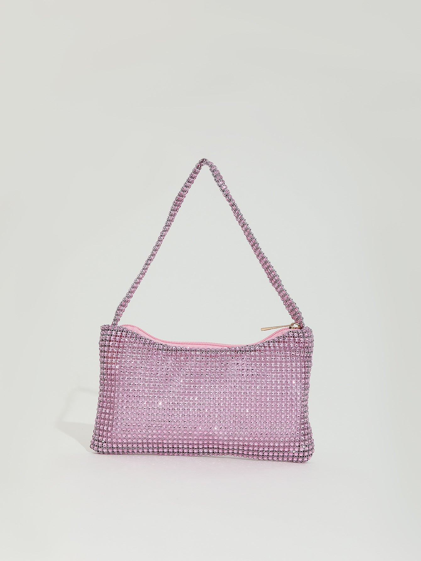 Mira mini crystal mesh bag in pink