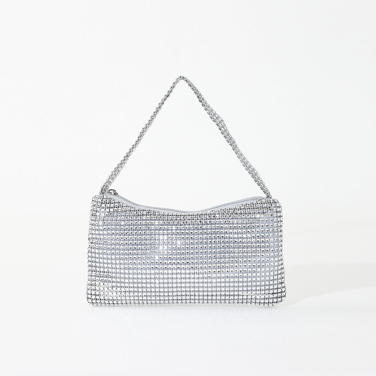 Mira mini crystal mesh bag in silver