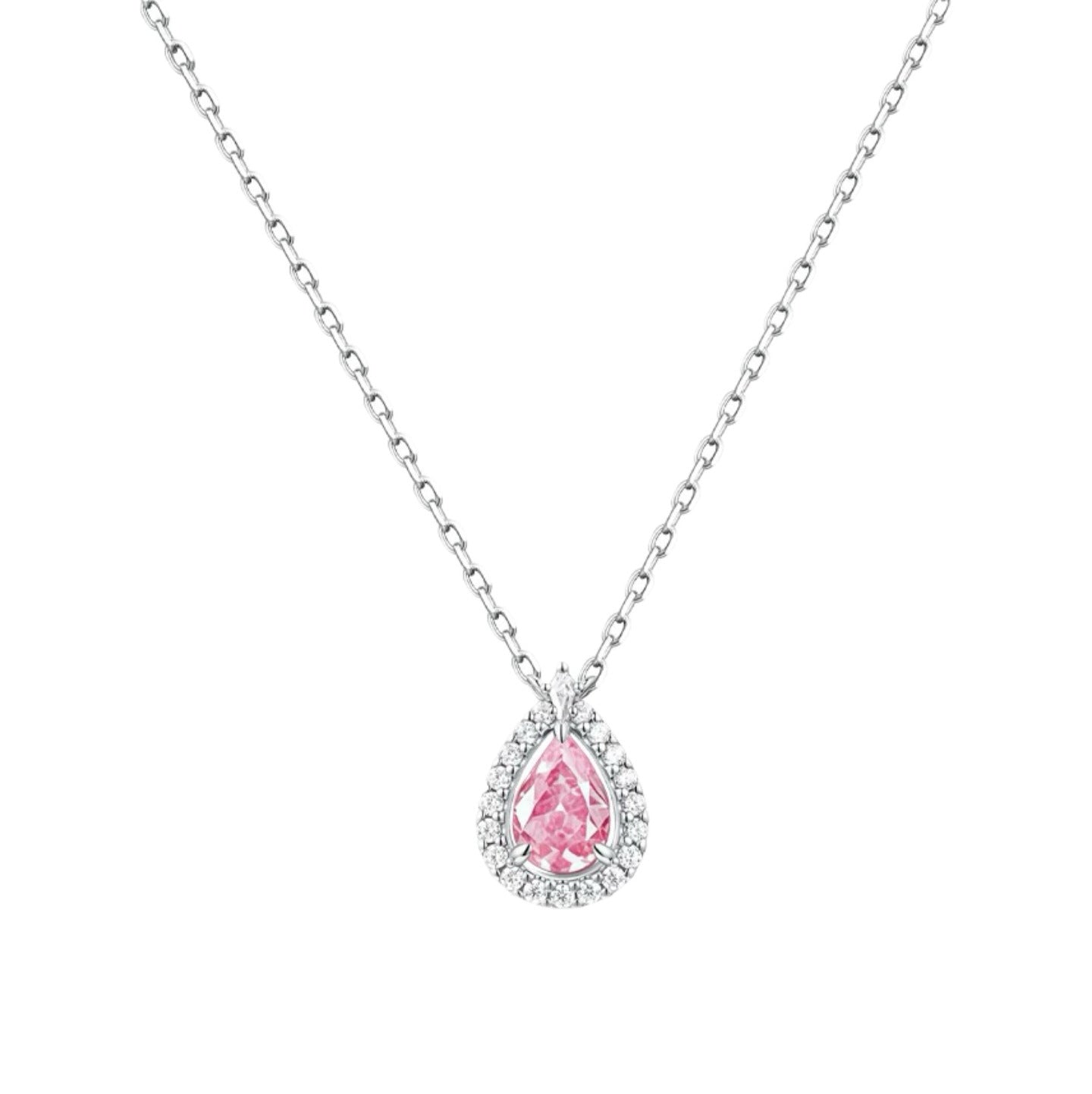 Océane crystal teardrop necklace pink