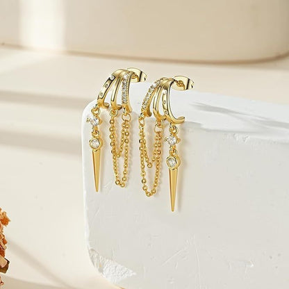 Faye crystal tassel earrings gold drop