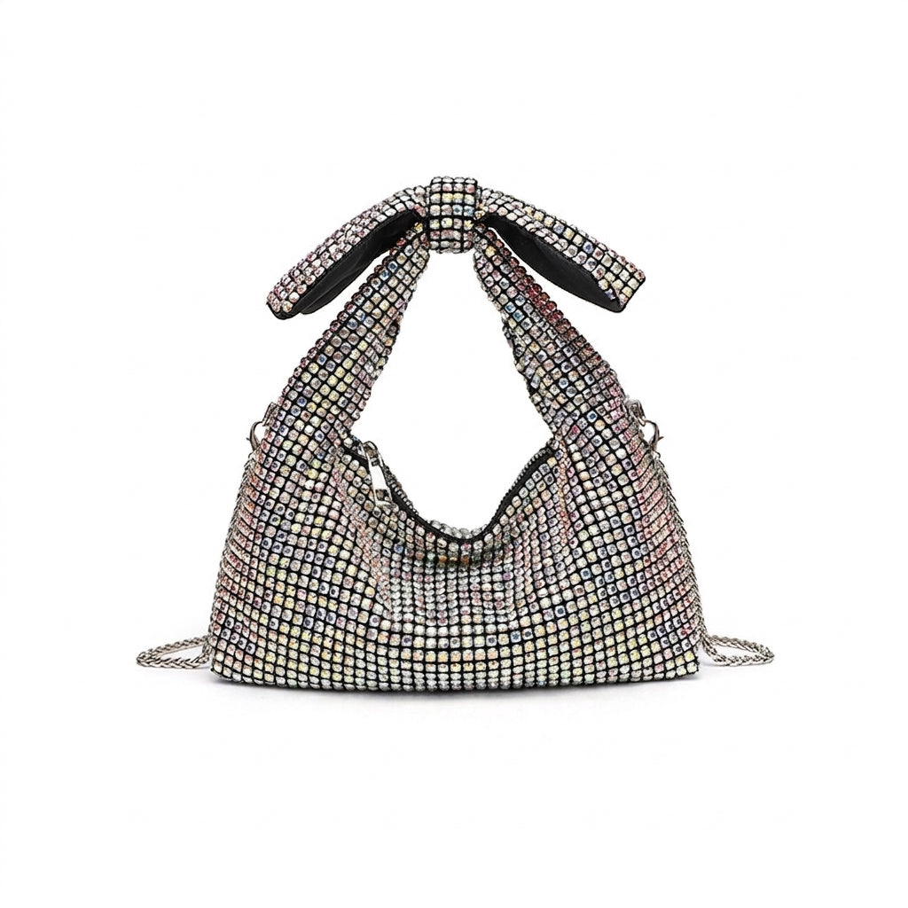 Papillon crystal bow bag on white