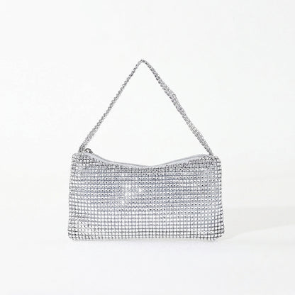Mira mini crystal mesh bag on white