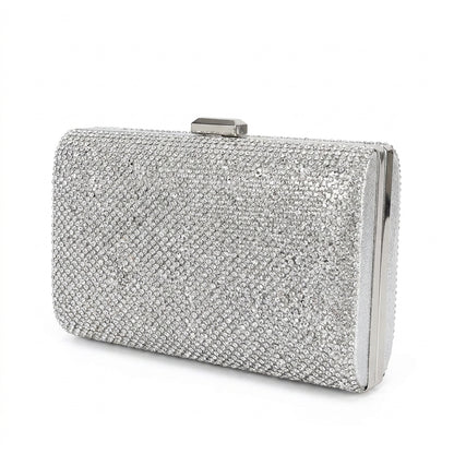 Vera crystal box clutch on white