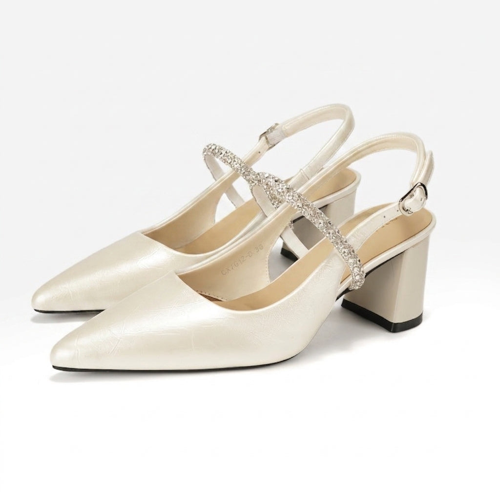 Etoile crystal Mary Jane heels on white