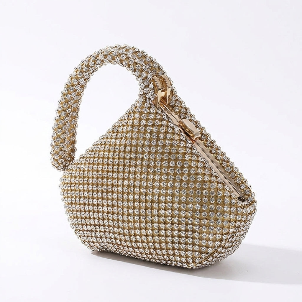 Aurora hand-set crystal evening clutch on white
